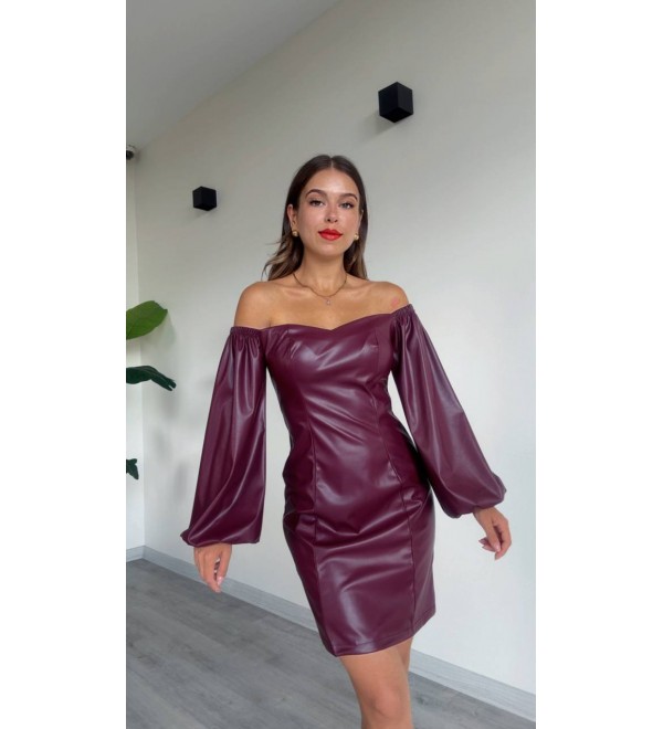 190445 BORDO ELBİSE DERİ