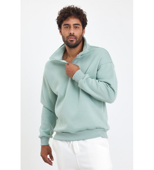 191152 SU YEŞİL ERKEK SWEATSHIRT ÜÇ İPLİK