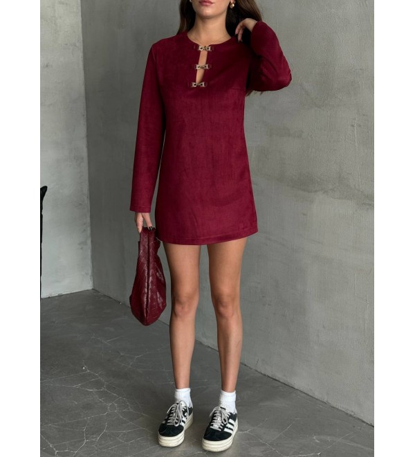 197137 BORDO ELBİSE