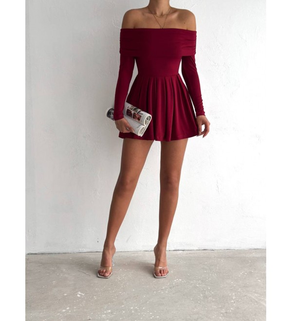 199588 Burgundy DRESS