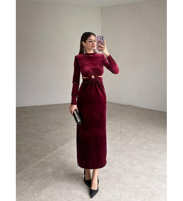 199602 Burgundy DRESS Velvet