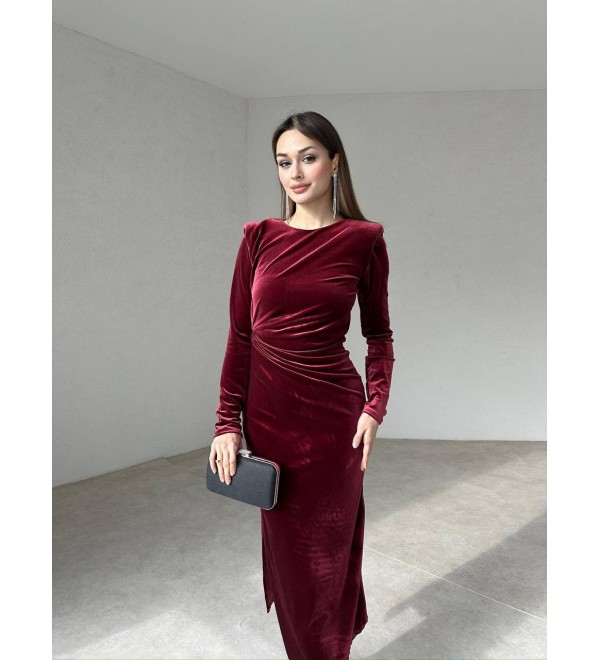199604 Burgundy DRESS Velvet