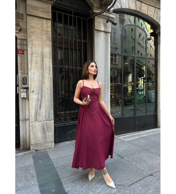 201358 Burgundy DRESS
