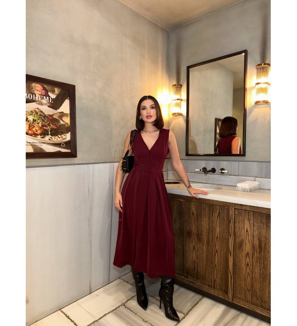 201361 Burgundy DRESS