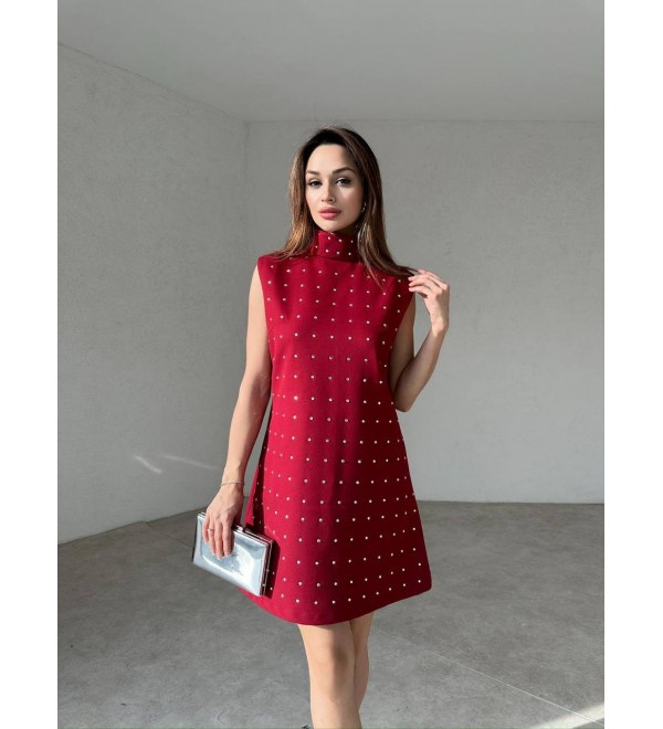 201374 Burgundy DRESS