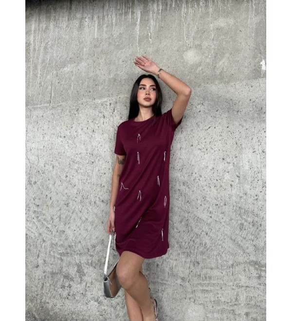 201956 Burgundy DRESS