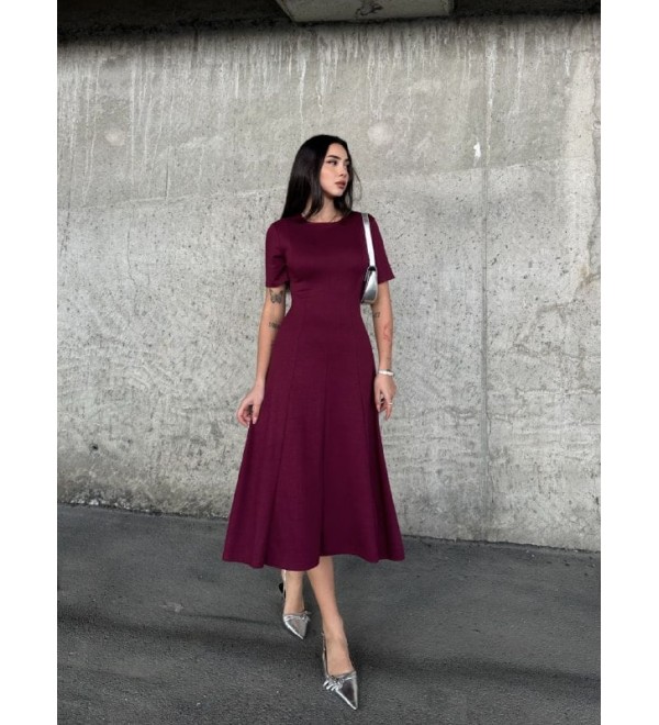 201959 BORDO ELBİSE MODAL KUMAŞ