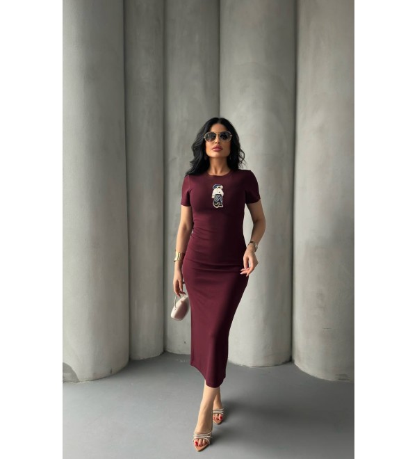 204101 BORDO ELBİSE MODAL KUMAŞ
