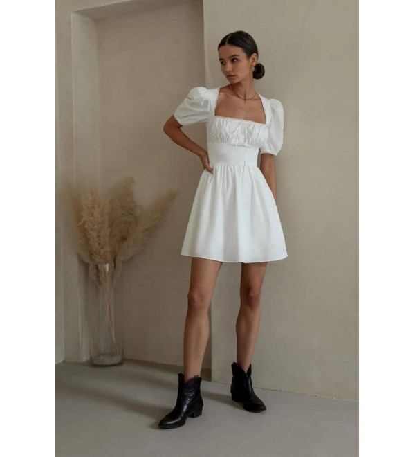 204575 WEISS KLEID Webenstoff