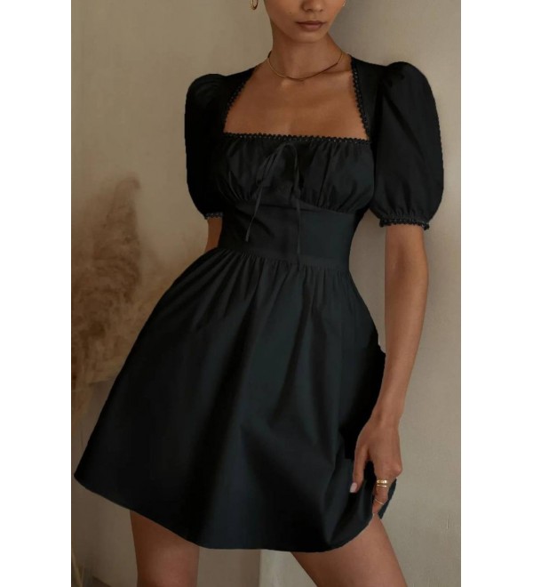 204576 SCHWARZ KLEID Webenstoff