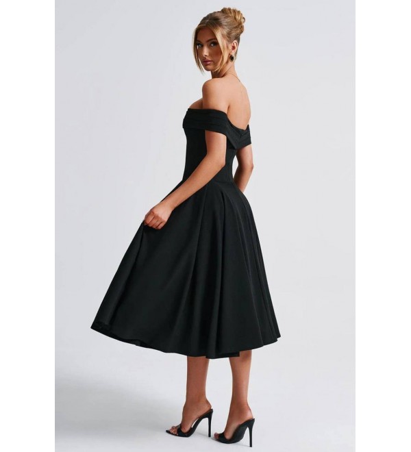 204578 SCHWARZ KLEID Tauchkrepp
