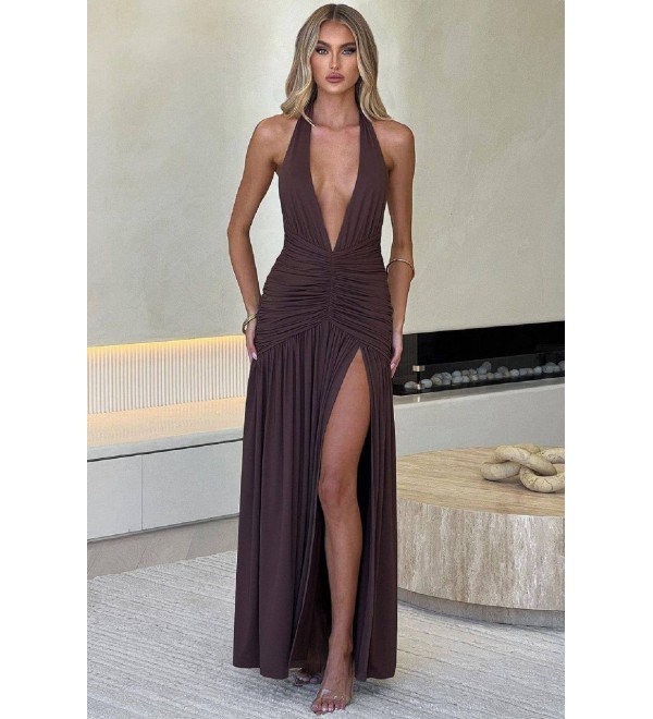 204580 KAFFEE KLEID Sandstoff