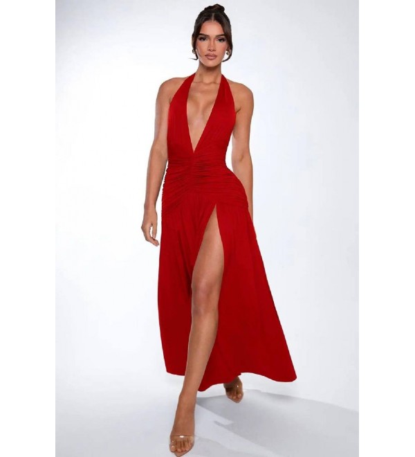 204581 ROT KLEID Sandstoff