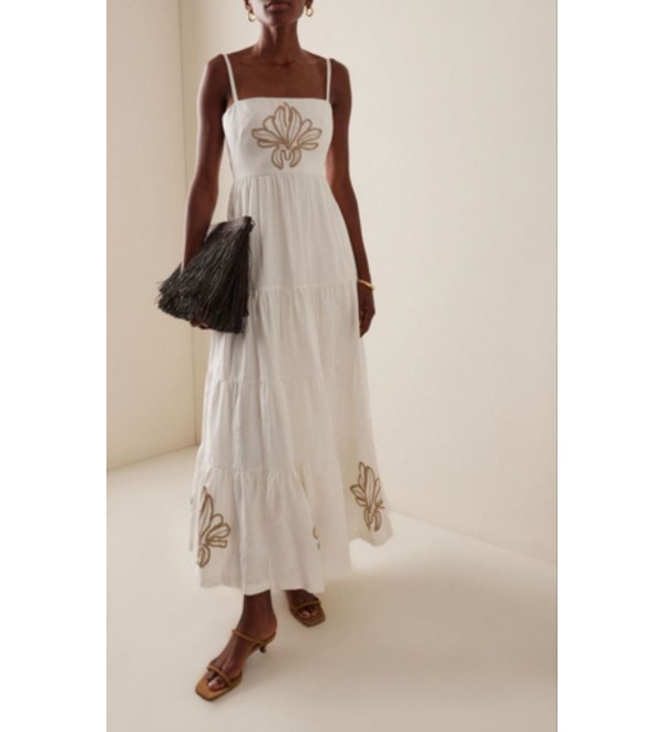 204686 WEISS KLEID Leinenstoff
