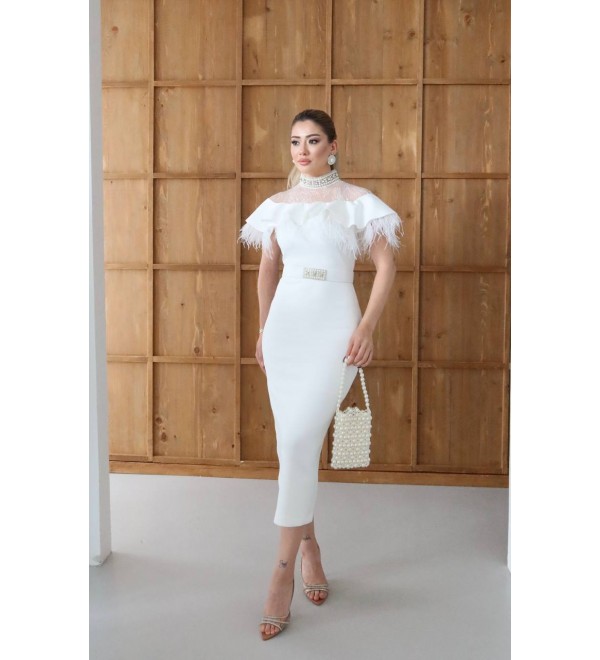 209665 WEISS Abendkleid