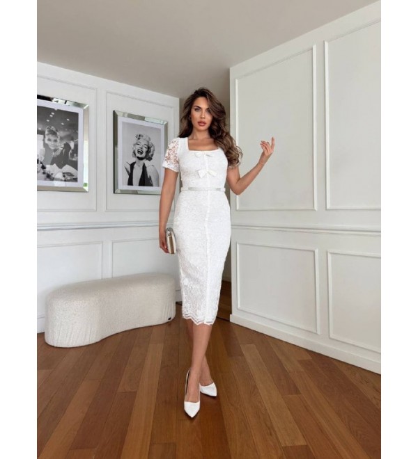 209684 WEISS Abendkleid SPITZEN