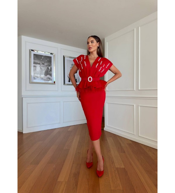 209687 ROT Abendkleid FELSIG