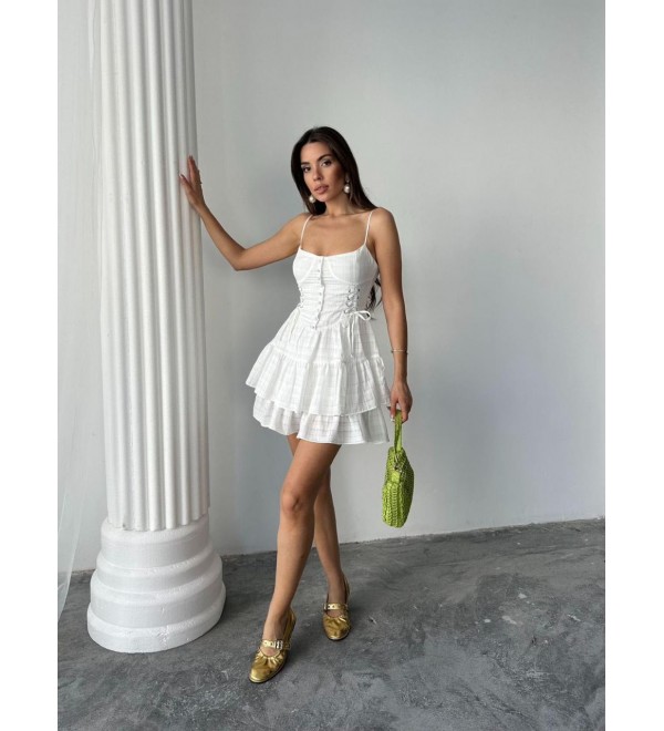 211736 BEYAZ ELBİSE AİROBİN KUMAŞ