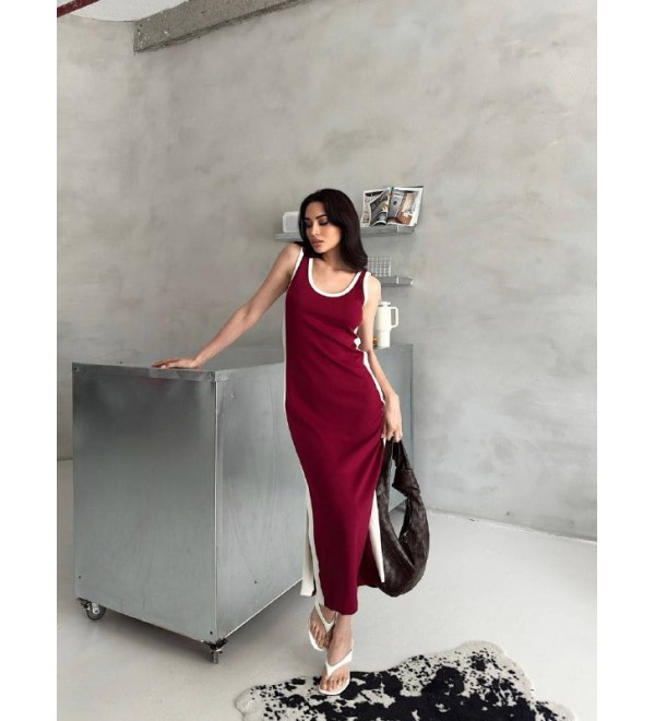 211816 Burgundy DRESS 
