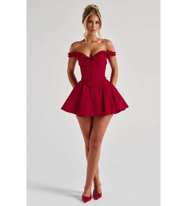 212342 BORDO ELBİSE BRODE KUMAŞ