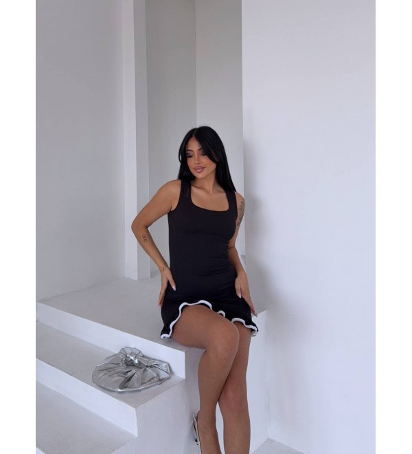 212540 SİYAH ELBİSE BURGU KUMAŞ