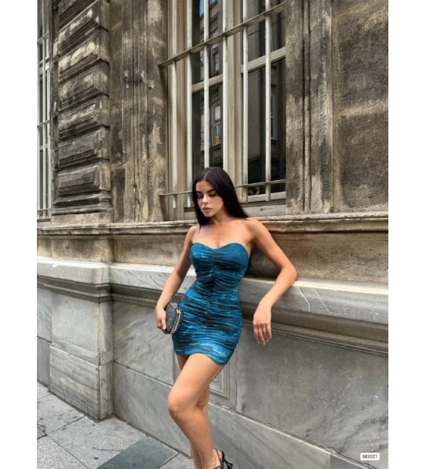 212716 DESENLİ ELBİSE TÜL
