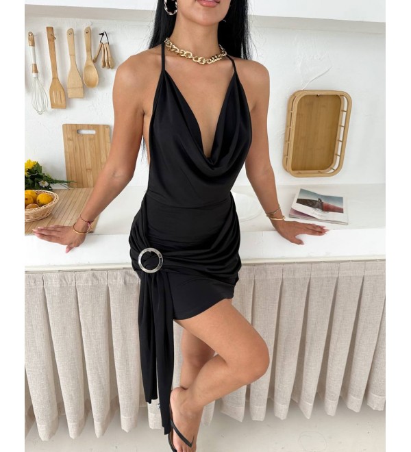 214054 KAHVE ELBİSE SANDY & TÜL