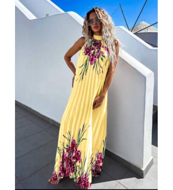 214186 SARI ELBİSE SATEN