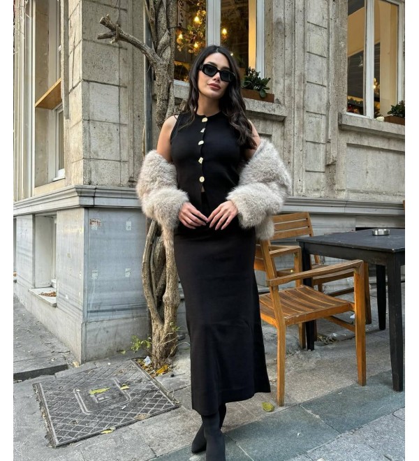 214355 SİYAH ELBİSE TRİKO