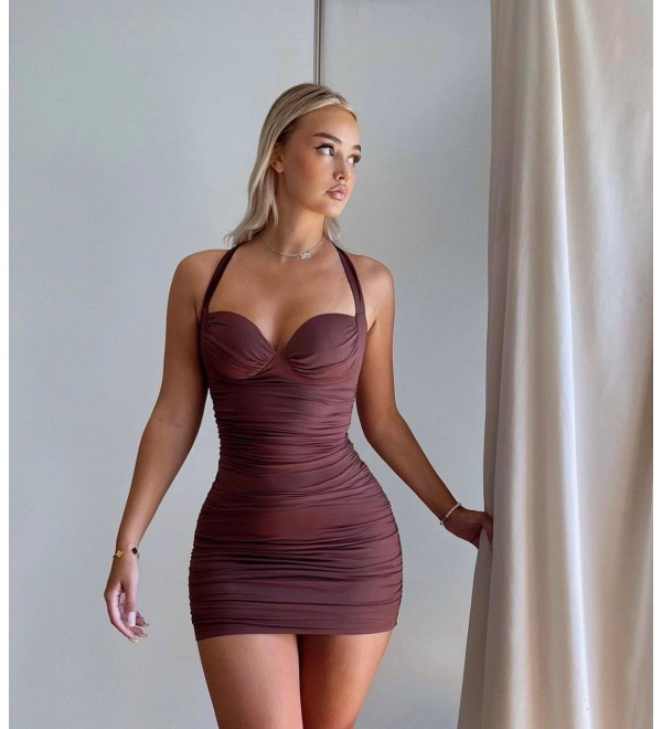 214481 KAHVE ELBİSE SANDY & TÜL