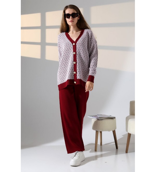 214554 BORDO BEYAZ TAKIM TRİKO