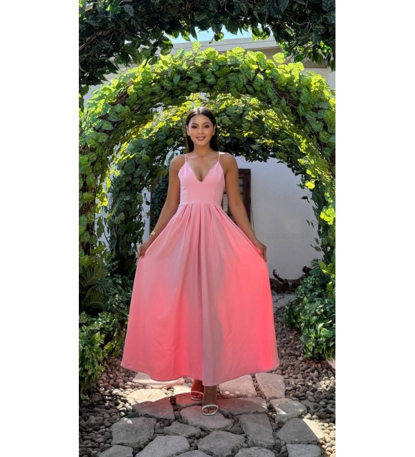 214613 PEMBE ELBİSE KRINKIL KUMAŞ