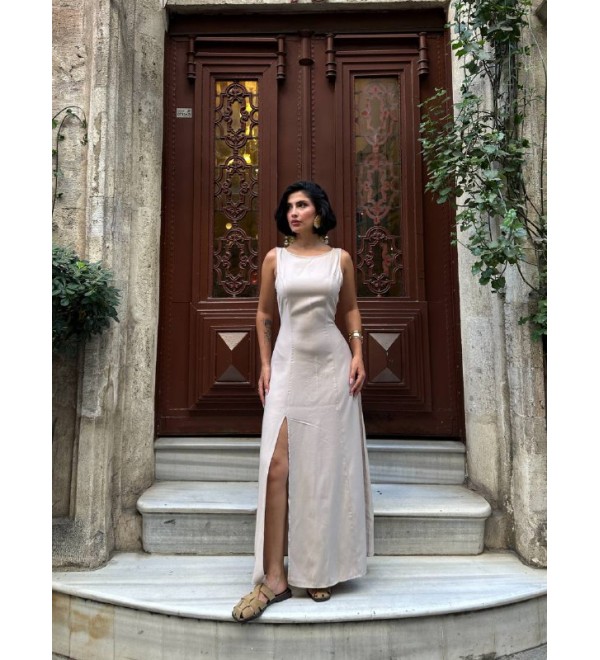 214849 KREM ELBİSE