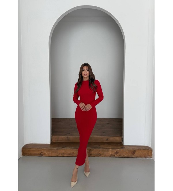 215472 KIRMIZI ELBİSE DABIL KUMAŞ