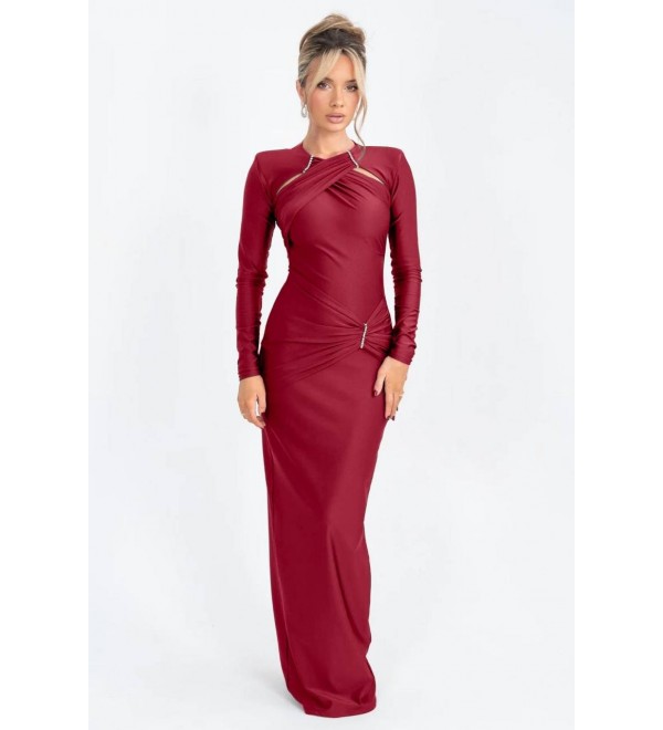 215623 BORDO ABİYE KRİSTAL ÖRME